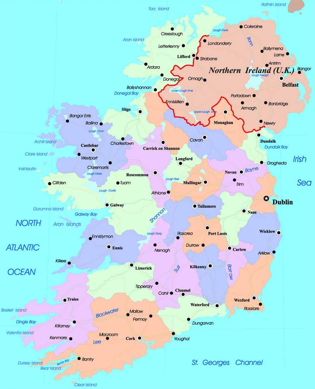 แผนที่ของ irelands