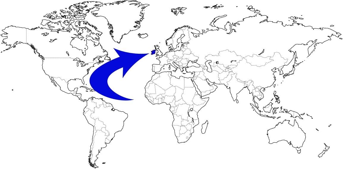 โลกแผนที่แสดงไอร์แลนด์มันแตกต่างกันยัง