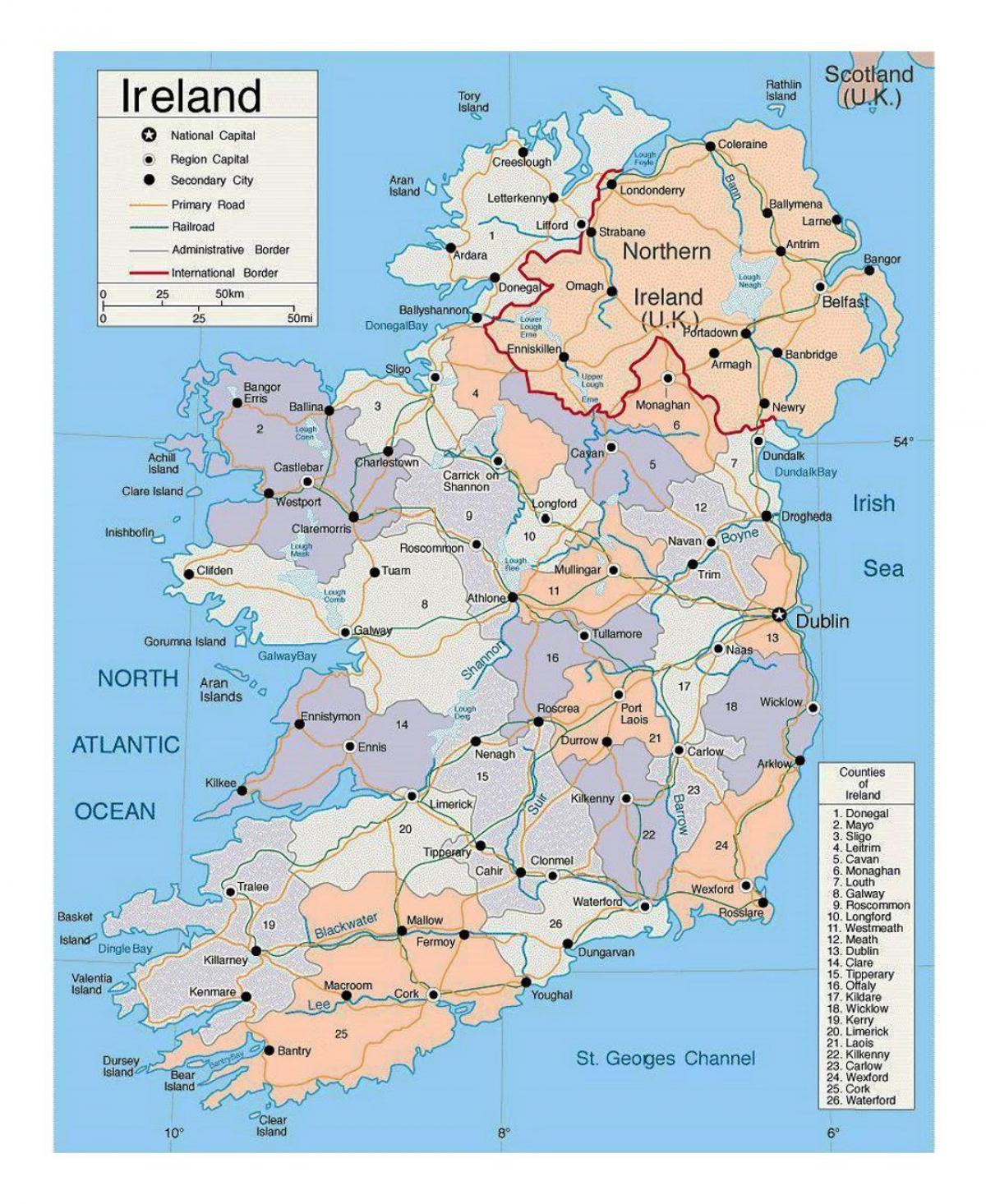 แผนที่ของไอร์แลนด์มันแตกต่างกันยังกับเมือง