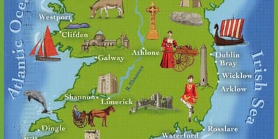 แผนที่ของไอร์แลนด์มันแตกต่างกันยังด้านบน attractions
